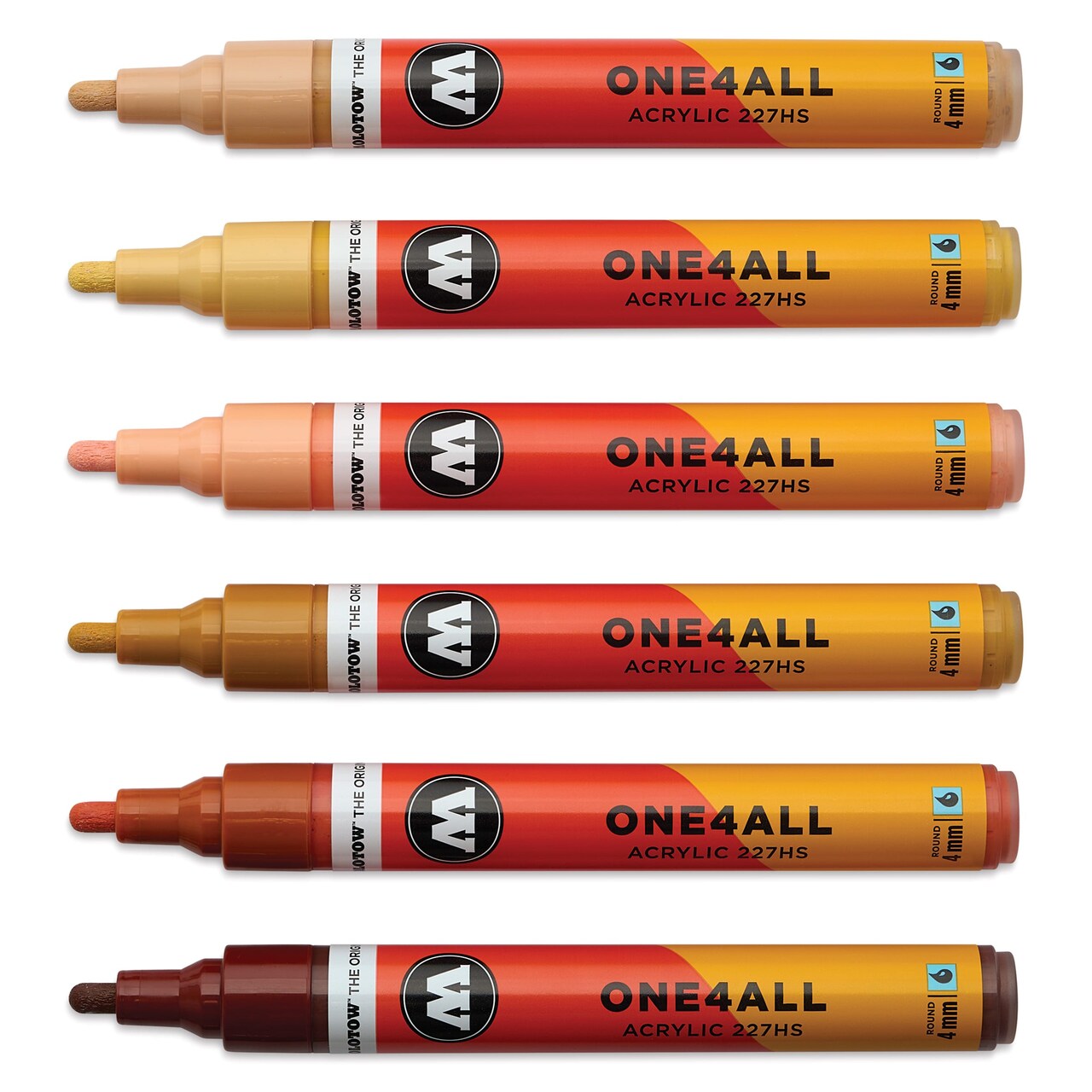 Molotow One4All Acrylic Markers - Set of 6, Wood Colors, 4 mm